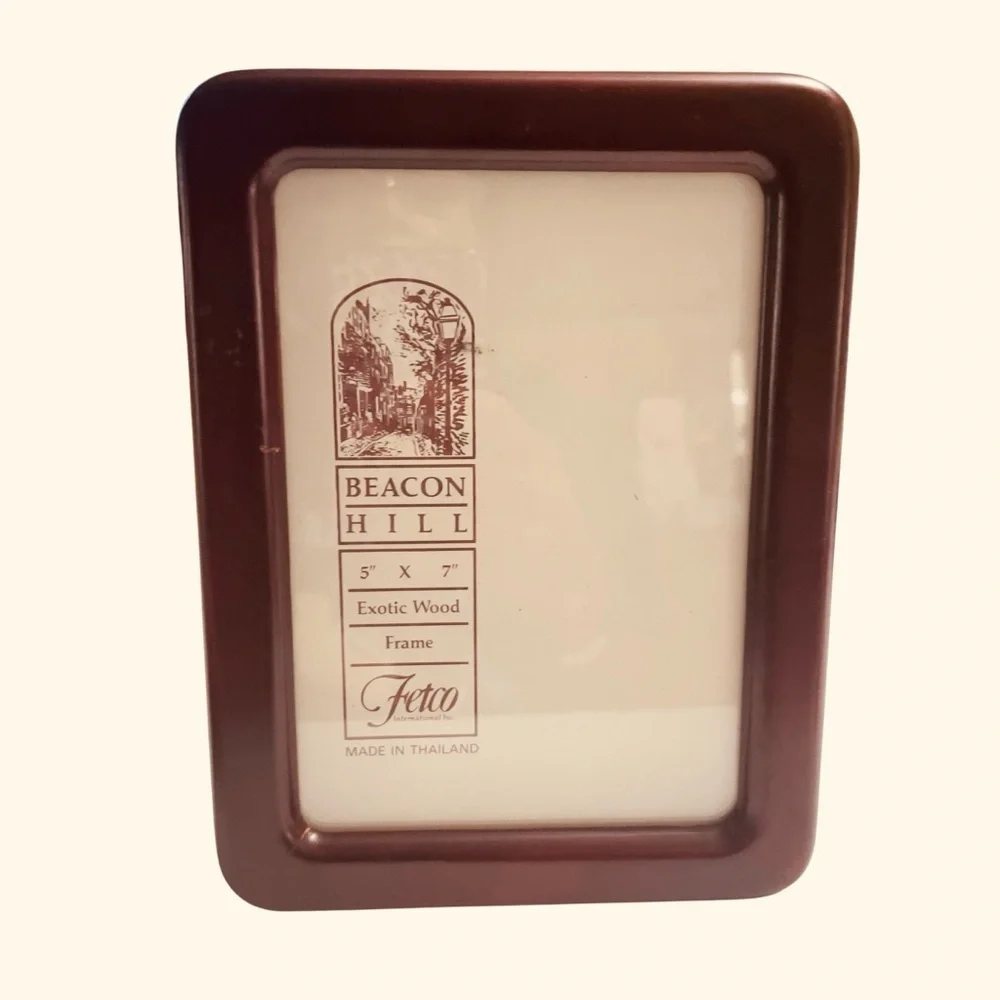 Fetco Beacon Hill Exotic Wood 5x7 Picture Frame Made in Thailand Dark Wood - VTG